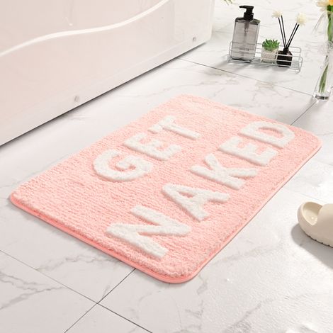 Sollbry Bonita alfombra de baño antideslizante rosa y blanca, divertida alfombra de baño, decoración para bañera (1/5)