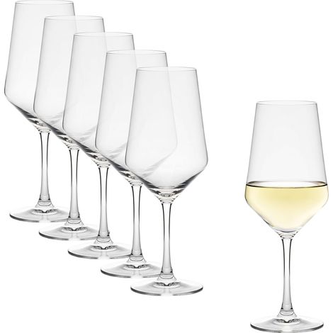 Kristall Weißweinglas kratzfest 6er Set - 400 ml - Hochwertiges Kristallglas für Wein spülmaschinenfest - Weinglas Weinkelch