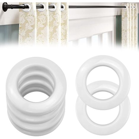 Confezione da 20 anelli occhiello in plastica bianca da 40 mm per tende da finestra e da doccia. (1/5)