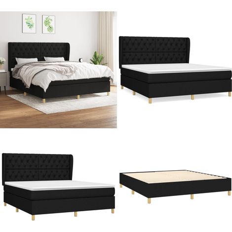 Boxspringbett mit Matratze Schwarz 160x200 cm Stoff - Boxspringbett - Doppelbett - Schlafsystem - Bettrahmen - Matratze - Home & Living (1/5)