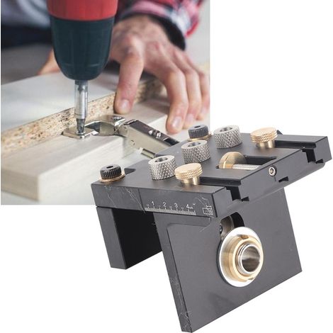 Kit de perçage 3 en 1 pour le travail du bois : gabarit de perçage, poinçon et guide de perçage pour tourillons. (1/5)