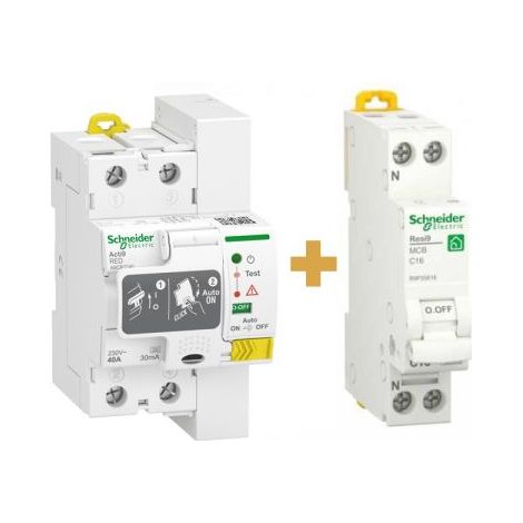 Schneider restart salvavita riarmo automatico 40A 30mA A9CR2240 + Magnetotermico 16A