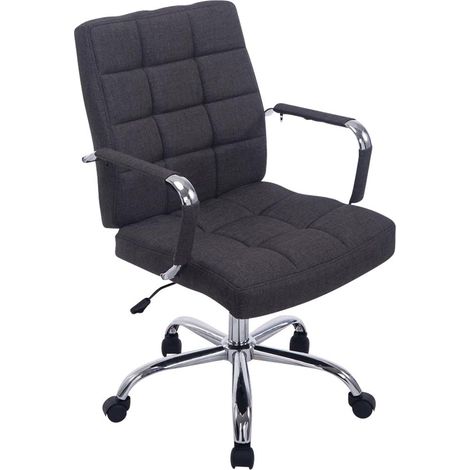 Chaise fauteuil de bureau à roulettes en tissu gris foncé hauteur réglable BUR10110 (1/4)