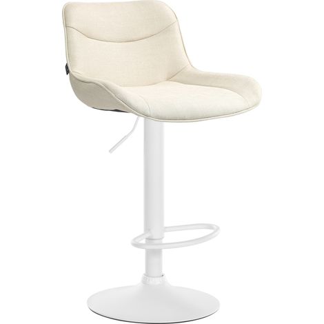 Sgabello da bar x1 girevole forma ergonomica cuciture decorative in tessuto crema struttura in metallo bianco 100005763
