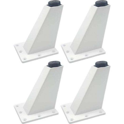 Un ensemble de 4 pieds de meubles, en alliage d'aluminium, pieds de meubles de cuisine triangulaires réglables, faciles à installer, beaux et élégants, disponibles en noir et blanc (blanc 10 cm). (1/4)