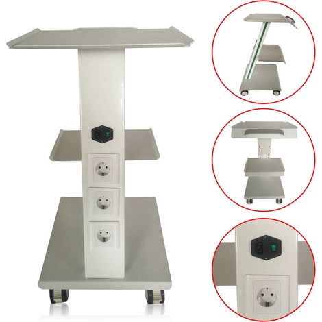 Beauty Salon Trolley Stand, Multifunctional Mobile Hand Cart, Three-Layer Multifunctional Dental Trolley, Tooth Trolley with Silent Foot Brakes, White