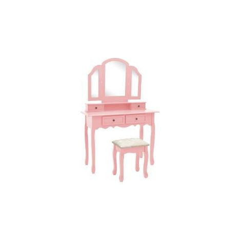 Ensemble de coiffeuse et tabouret Rose 100x40x146 Paulownia (1/5)