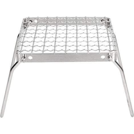 Gril de Feu de Camp Pliant Portatif D'acier Inoxydable pour le Camping de Barbecues en Plein Air-Mini Support de Gril argenté de 6,30 Pouces de Diamètre (1/5)