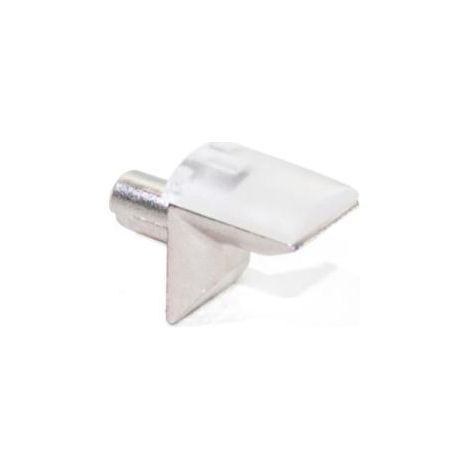 Emuca Soporte para estante de cristal, D. 5 mm, Plástico y zamak, Niquelado, 50 ud. - (1/4)