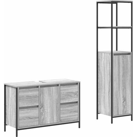 Maison Exclusive - Badezimmermöbel Set mit Regal 2 pcs Grau Sonom