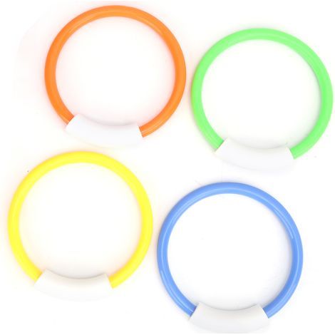 4 anneaux de plongée colorés pour piscine, jouets aquatiques enfants, jeux sous-marins ludiques. (1/5)