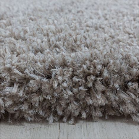 Tapis shaggy moelleux uni rond Matheo Beige Ø 120 (1/5)