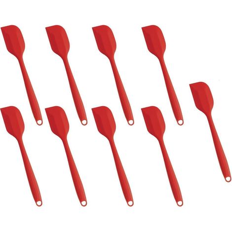 9er Set Silikon Spatel 28cm Hitzebeständig bis 260°C BPA-frei Rot
