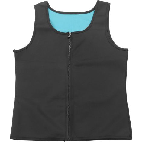 Gaine amincissante homme zippée, imperméable et sèche rapide, pour sport et entraînement, bleu et noir, taille L. (1/5)