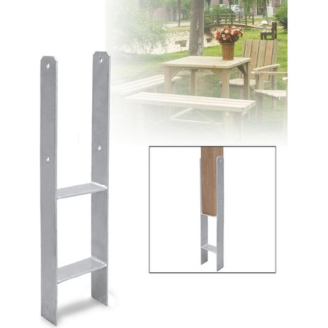 Swanew – Support de poteau H-ancre 600 mm – Fixation béton pour poteaux carrés 91 mm – Lot de 4 ancres en H – Idéal pour clôtures et carports
