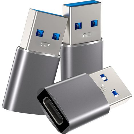 Adaptateur USB C 3.1 Femelle vers USB Mâle 3-Pack, Adaptateur USB Type C vers USB A, Charge Rapide et Data Sync pour iPhone 12/11, Samsung Galaxy S22/S21/Note 20/A90, MacBook, ChromeBook, (1/5)