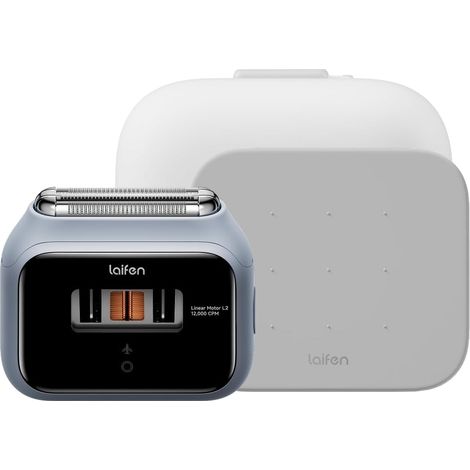 Rasoir Électrique à Grille à 3 Lames avec Accessoires, Bleu Moteurs Linéaires 2x12k Coupes/Min, Rasage Sec/Humide, Lame 0,055mm, Batterie 100min, USB-C, IPX7. (1/5)