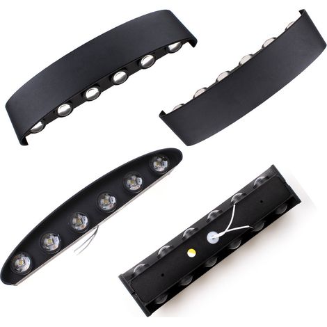 Applique Murale Moderne LED Lamp Murale Créative Éclairage Applique Murale Noir Décoration 12W Lumière Blanc Froid - 4Pcs (1/5)