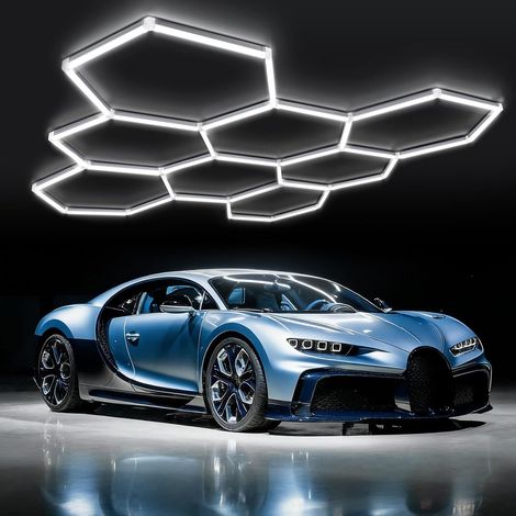 Plafonnier LED hexagonal pour garage-24pcs lot de tubes lumineux, éclairage de plafond LED super lumineux 192W 6500K pour garage, entrepôt, atelier, salle de sport, sous-sol, salle de lavage (5-Hex) (1/5)