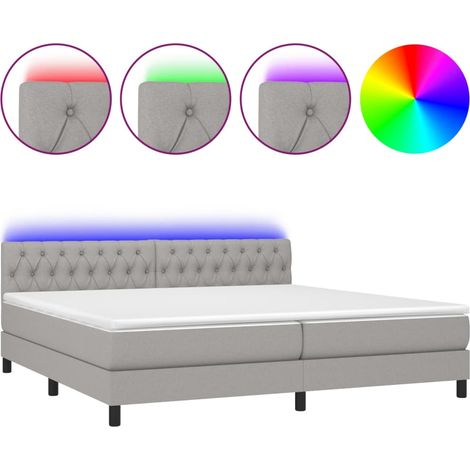 Maison Exclusive - Boxspringbett mit Matratze & LED Hellgrau 200x