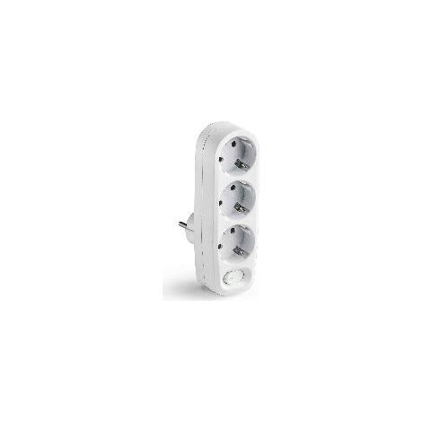 Adaptador 3 tomas 2p+t schuko con interruptor ip20 blanco, blister