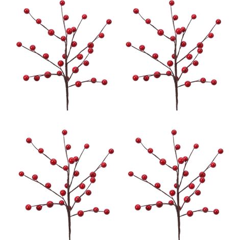OFFERTA 4 RAMI PICK CON BACCHE ROSSE H26CM