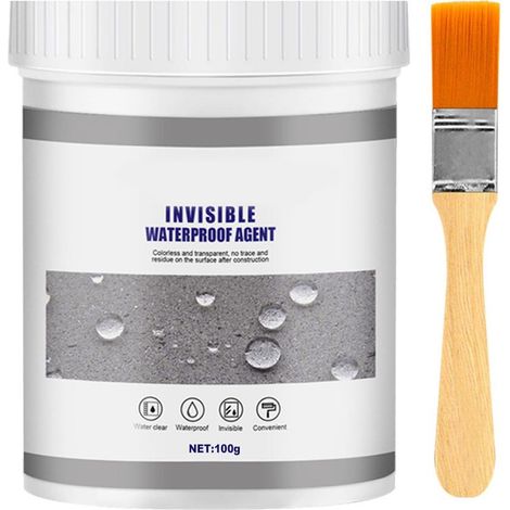Agent d'étanchéité transparent imperméable pour carrelage et ciment, 100g avec pinceau (1/5)