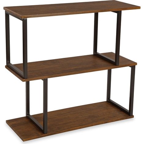 Étagère Murale de Style Industriel, Bibliothèque, Dimensions (H x l x L) 75 x 30 x 80 cm, Bois et métal, Couleur: Marron et Noir (1/5)