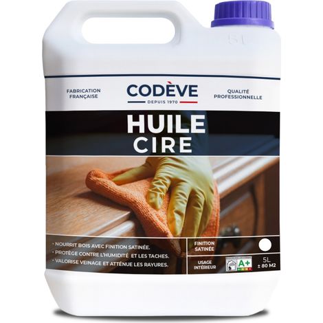 Huile Cire - 5 L - Codeve Bois - Incolore Pour Huiler Et Cirer Votre Bois Feuillu En Frêne, Bouleau, Acacia Ou Chêne.