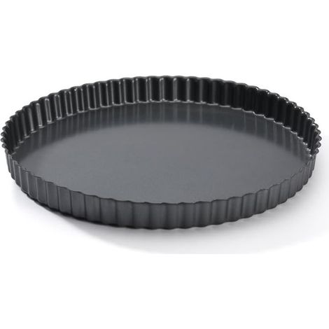 Moule à tour rond à bords ondulés, en acier antiadhésif - 20 cm de diamètre - noir. (1/4)