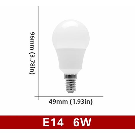 Ampoules LED 6 W, culot à vis E14, blanc chaud, lot de 10, 220 V (1/5)