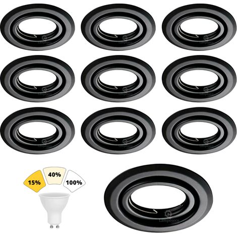 Lot de 10 Spot Encastrable Noir Mat 7W, 3 Intensités Réglables, Blanc Neutre 4000K (1/4)