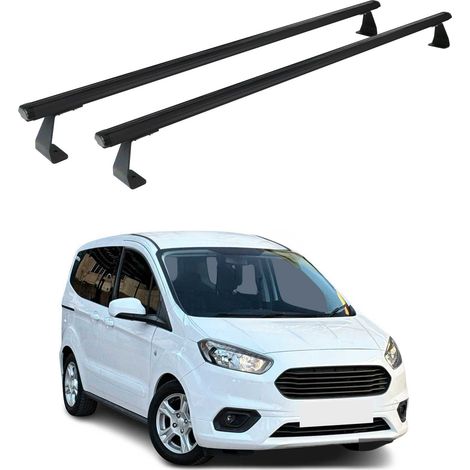 OMAC Heavy Duty Dachträger Querträger kompatibel mit Ford Transit Courier I 2014-2023 – 2 Stangen – Aluminium Schwarz (1/5)