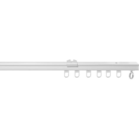 Rail à rideaux simple en métal 1m – Supports plafond inclus – Glisseurs intégrés pour installation rapide – Convient aux rideaux légers et moyens – Mobois
