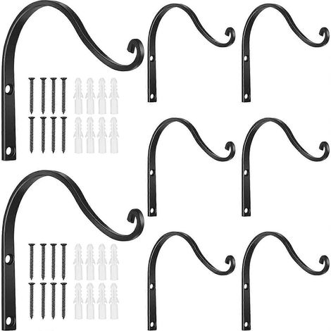 Ensemble de 8 crochets muraux en métal pour plantes, supports décoratifs, patères et lanternes, avec 16 vis de fixation pour suspendre les plantes et décorer votre intérieur. (1/4)