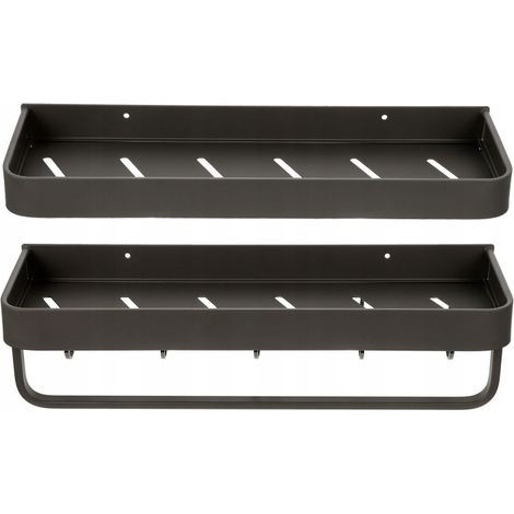 Mobiletto a muro in metallo con asta appendiabiti, ideale per accessori da bagno.