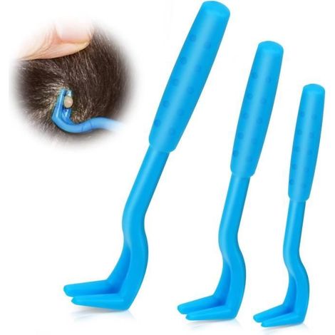 Tire Tique pour Chiens, 3 Tailles Set Tire Tique, Crochet à Tiques, Pince à Tiques, Parfait pour Tout Kit d'urgence Tiques (1/4)
