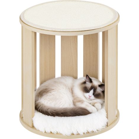 Yaheetech Albero Tiragraffi per Gatti Alto 37,5 cm a 2 Livelli Colore Legno (1/5)