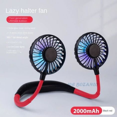 Ventilateur De Cou - Sans Pales - 290x190 Mm - 1200 Mah - 3 Vitesses - Noir