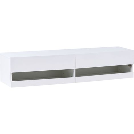 TV Stand White MDF Modern Cabinet Cable Management with LED Living Room EDMONTON