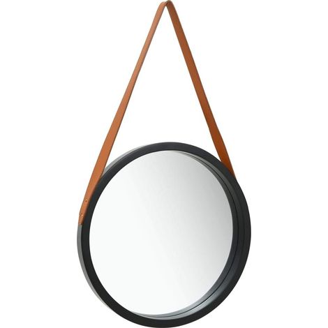 Espejo de pared con correa negro 40 cm vidaXL