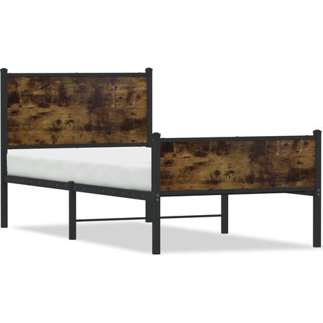 Lit Adulte - Lit Contemporain - Cadre de lit en métal chêne fumé 90x190 cm fr26281 (1/5)
