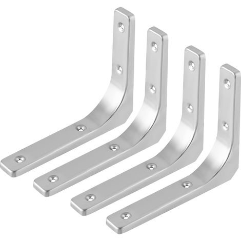 Support étagère murale invisible Ortviai 4pcs acier argenté 6 pouces fixation flottante robuste pour étagère angle (1/5)