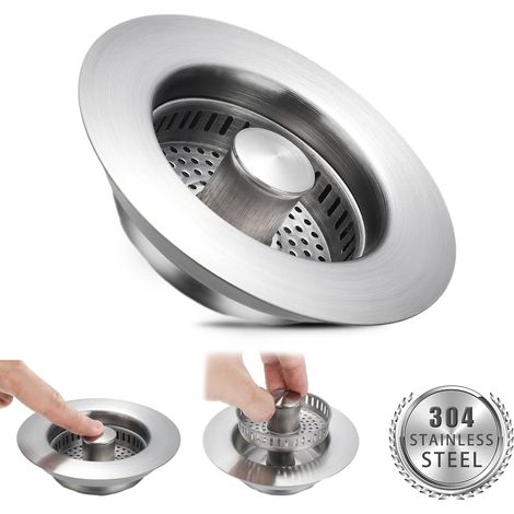 Küchen Spülbecken Stopfen Stöpsel,Küchenspüle Sieb und Stopfen Combo Edelstahl-Shell mit Anti-Verstopfungssieb,Lebensmittelreste Herausfiltern, universeller Spülensieb und Geruchsverhinderung (1/5)