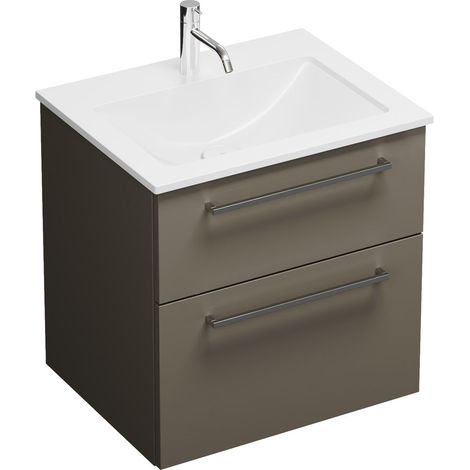 Lavabo Burg Eqio Mineral Cast + meuble sous-vasque en mélamine 616 x 620 x 490 mm gris brillant GRP95