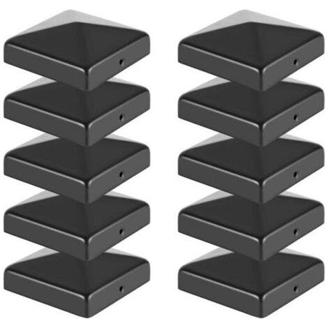Capuchon de poteau Chapeau pyramide Clôture de protection 91x91mm Noir (1/4)
