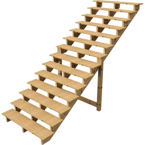 Außentreppe Holz Höhe 241cm 14 Stufen, Breite 140cm, OHNE Setzstufen