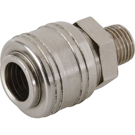 Silverline – Raccord pour compresseur – Coupleur rapide européen mâle 1/4' BSP – Connexion rapide pour systèmes air comprimé – Usage professionnel (1/2)
