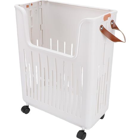 Folding Rolling Laundry Basket with Lockable Wheels for (1/5)