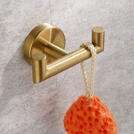 royaluxe - Ensemble de 2 pièces, Crochets Muraux Doubles en Acier Inoxydable pour Salle de Bain, Porte-Serviettes Durable et Élégant, or, 105.53cm (1/5)